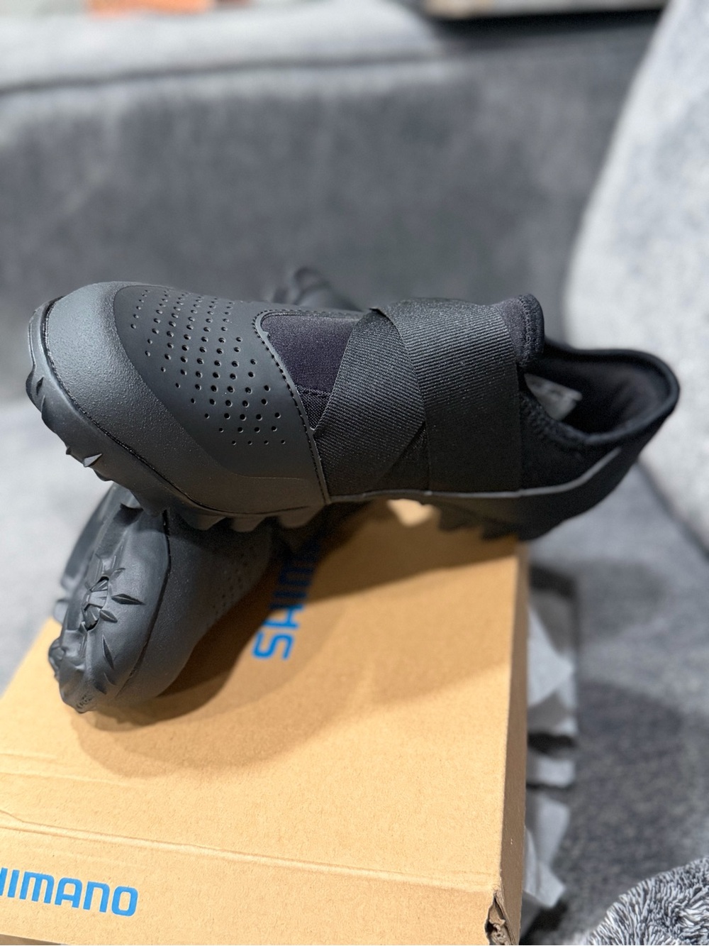 Shimano Black Cycling Slip-On Shoes with Reflective Heel Tabs